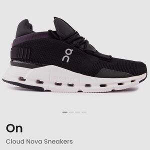 On Running Cloud Nova Black and White Sneakers